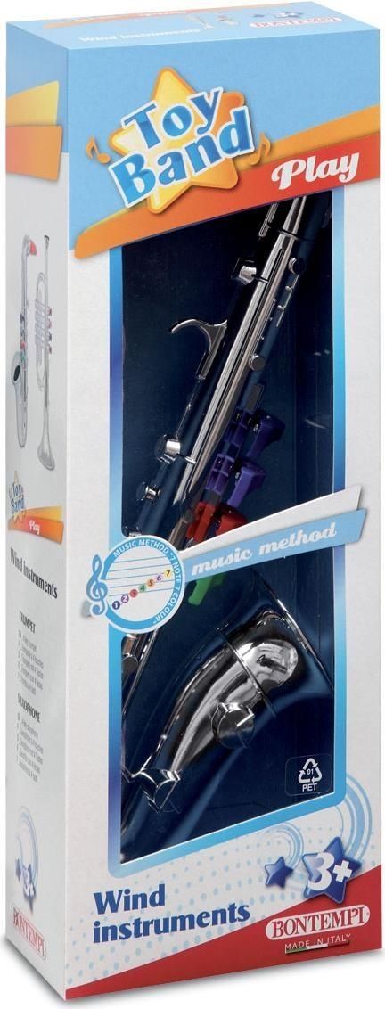 Merchandising Bontempi 32 3931 - Toy Band Play - Sassofono Cromato Medio A 4 Chiavi/Note Colorate