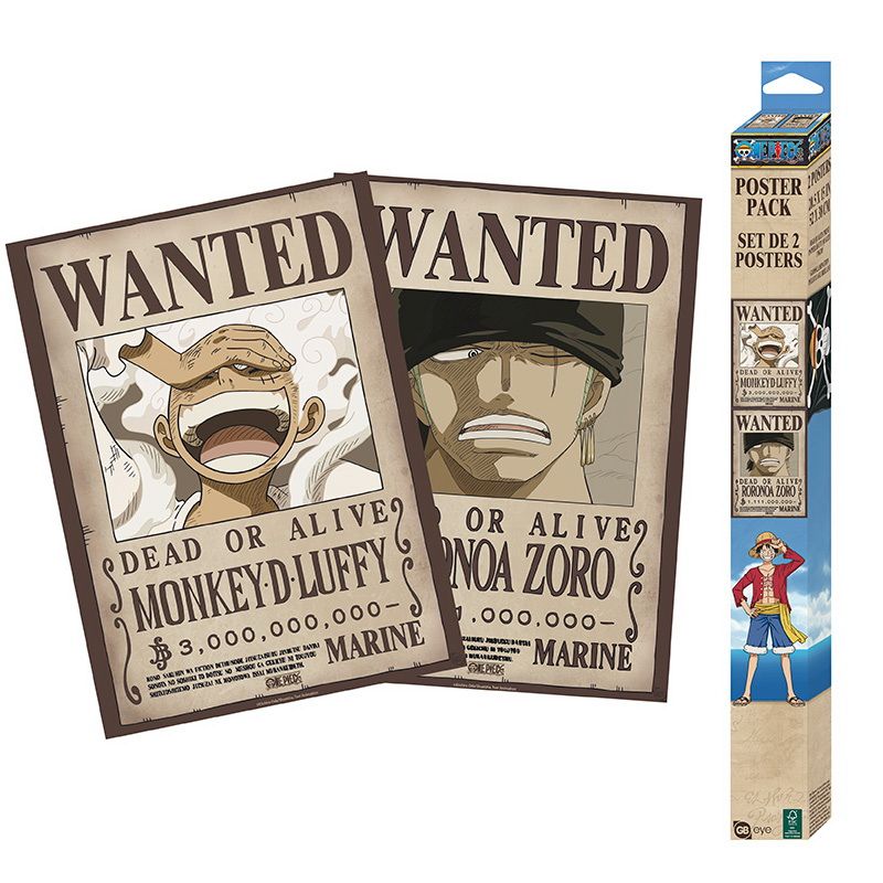 Merchandising One Piece: GB Eye - Wanted Luffy & Zoro (Set 2 Posters Chibi 52X38)