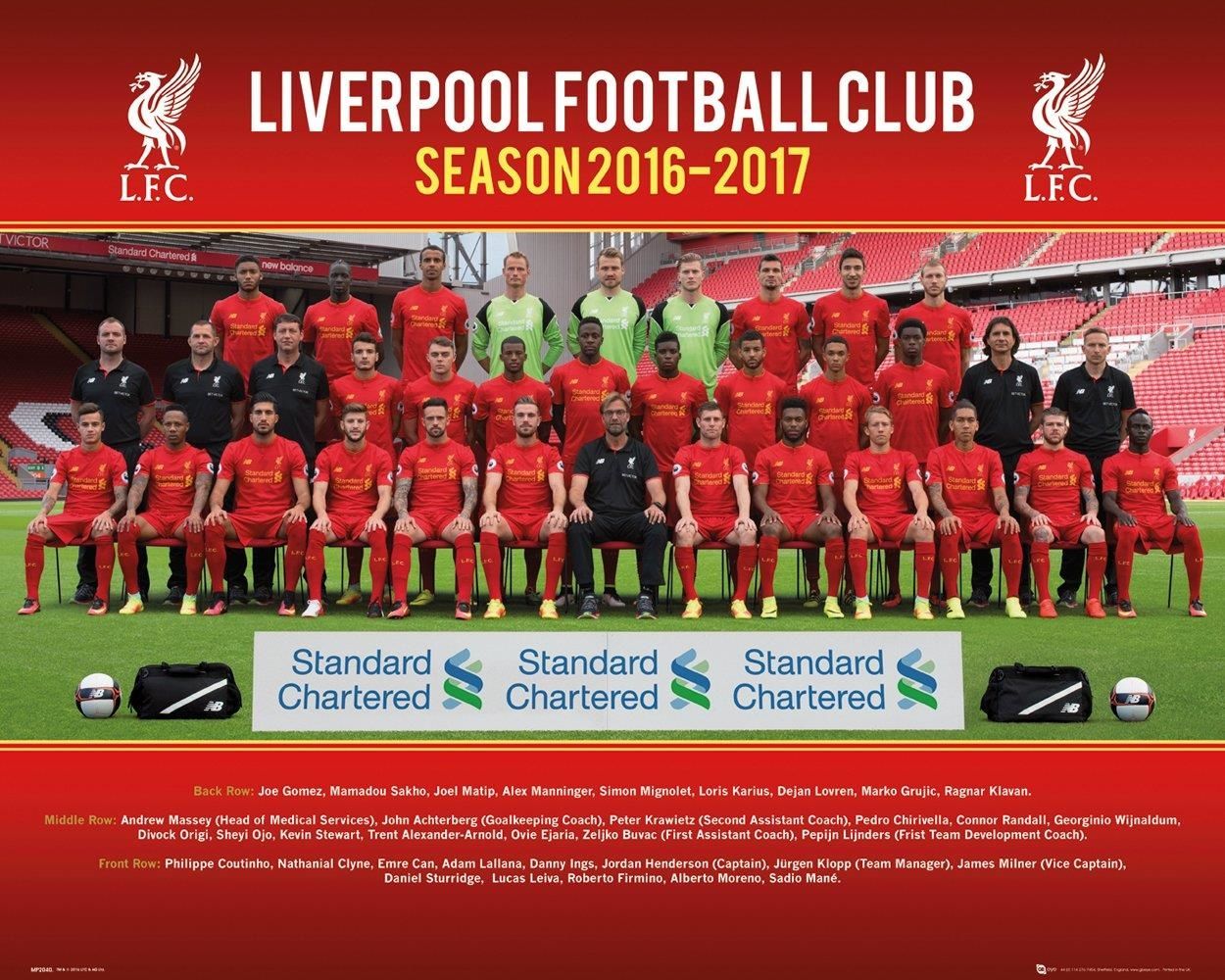 Merchandising Liverpool: Team Photo 16/17 (Poster Mini 40x50 Cm)