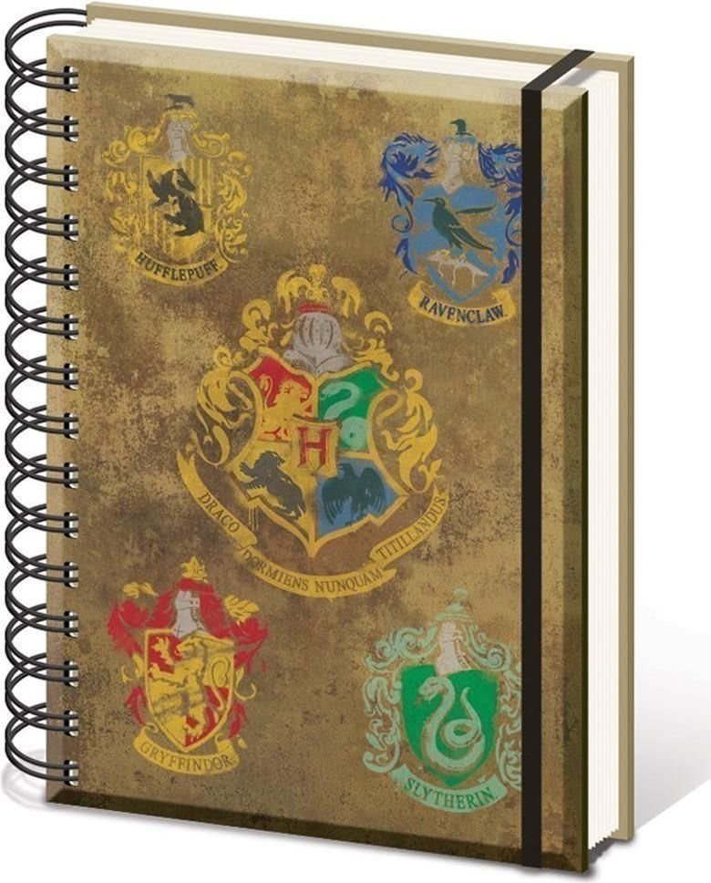 Merchandising Harry Potter: Pyramid - Hogwarts Crests (Wiro A5 Notebook / Quaderno)