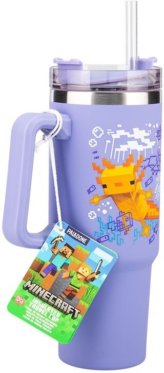 Merchandising Minecraft: Paladone - Purple (Bicchiere Da Viaggio Con Cannuccia 900 Ml)