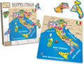 Merchandising Teorema: Scopri L'Italia Puzzle Legno Con 13 Pz Staccabili 30x30x1 Cm