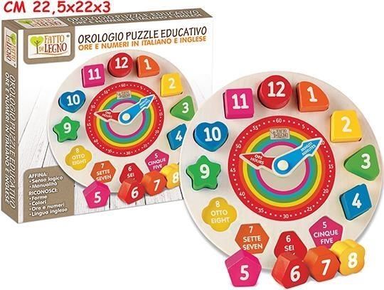 Merchandising Teorema: Fatto Di Legno - Orologio Puzzle Educativo - Box