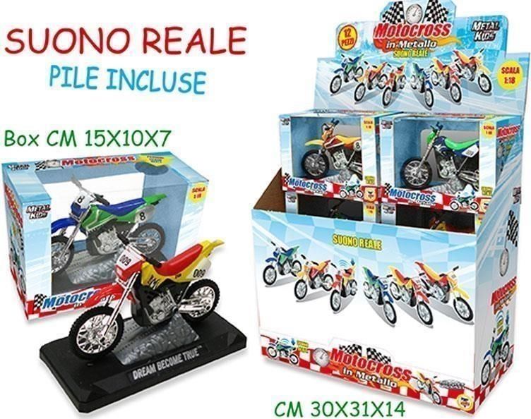 Merchandising Teorema: Metal Kids - Moto Cross In Metallo C/Suono 12 Pz