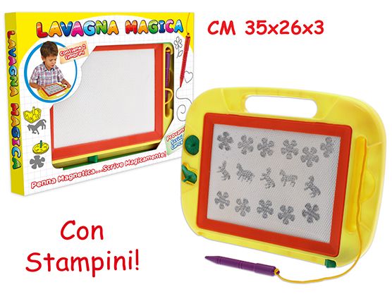 Merchandising Teorema: Plastiart - Lavagna Magica 32X24 Cm Con Penna Magnetica E 2 Timbrini