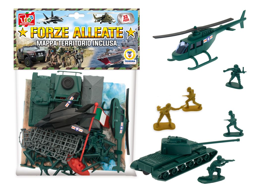 Merchandising Teorema: Teo's - Forze Alleate - Busta Soldatini Con Mappa E Accessori 33 Pz (Assortimento)